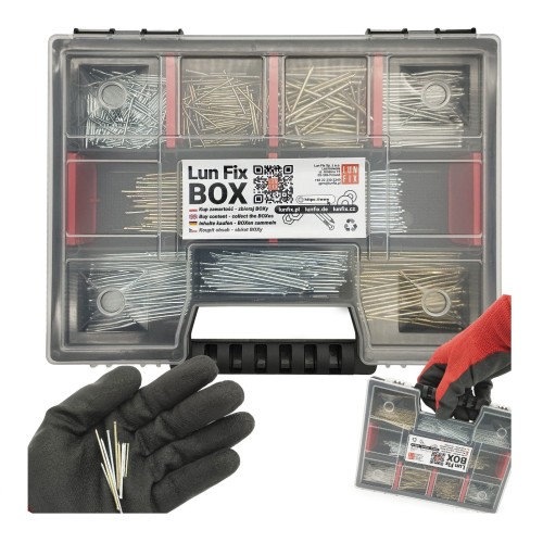 Coffret de fixations 1,2x25 1,8x50 argent 500 pièces - LUN FIX