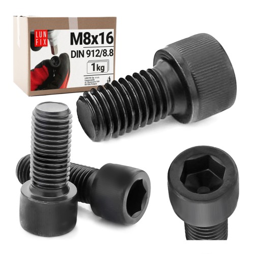 Vis CHC M8 16 mm DIN 912 zinguée noire 1 kg - LUN FIX