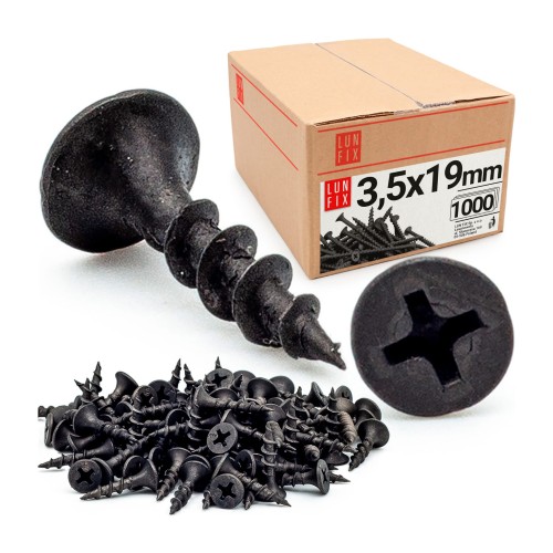 Vis pour plaques de plâtre sur bois 3,5x19 KSGD phosphatée - LUN FIX