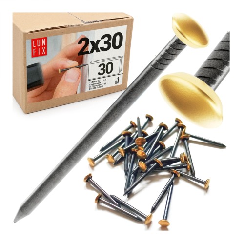 Clous décoratifs 2x30 mm acier trempé doré 30 pièces - LUN FIX