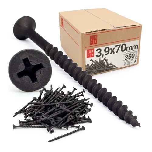 Vis pour plaques de plâtre sur bois 3,9x70 KSGD phosphatée - LUN FIX