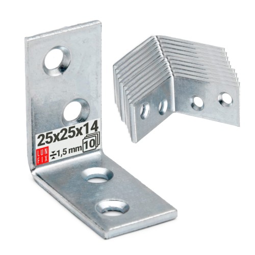 Équerre étroite 25x25x14x1,5 galvanisée 10 pièces - LUN FIX