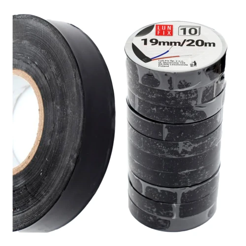 10x Ruban isolant Ruban isolant électricien 20 m x 19 mm noir - LUN FIX