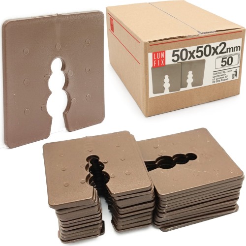 Cale d’espacement 50x50 mm 2 mm 50 pièces - LUN FIX