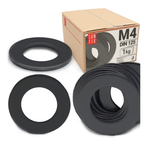 Rondelle plate M4 DIN125 zinguée noire 1 kg - LUN FIX
