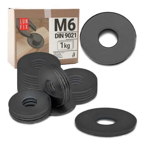 Rondelle large M6 DIN9021 zinguée noire 1 kg - LUN FIX