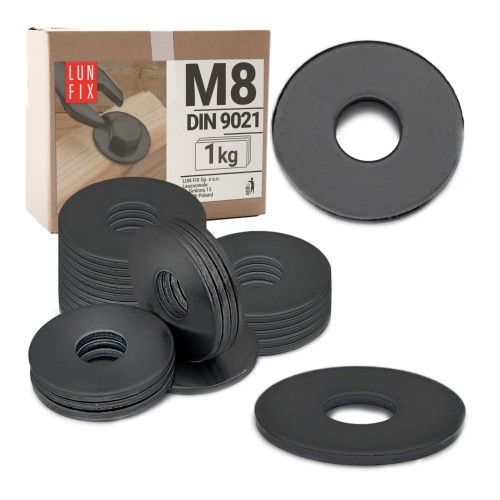 Rondelle large M8 DIN9021 zinguée noire 1 kg - LUN FIX