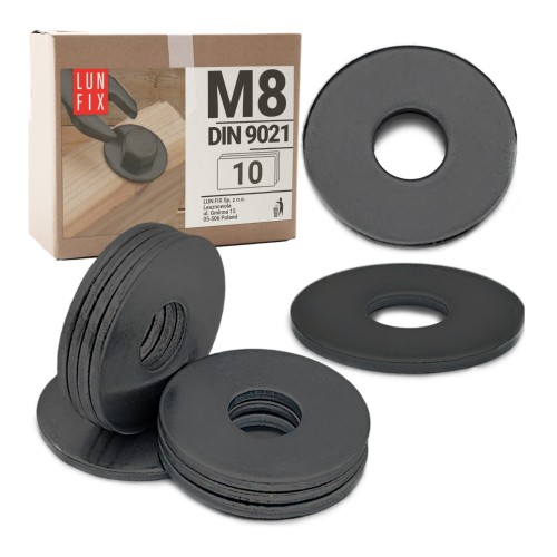 Rondelle large M8 DIN9021 zinguée noire 10 pièces - LUN FIX