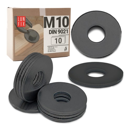 Rondelle large M10 DIN9021 zinguée noire 10 pièces - LUN FIX
