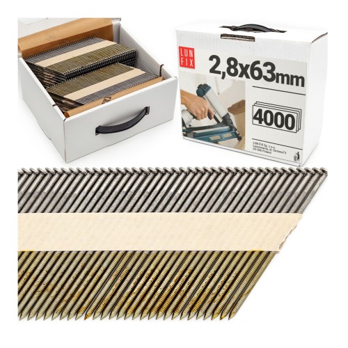 Clous en bande pour cloueur 2,8x63 63 mm galvanisés noir - LUN FIX