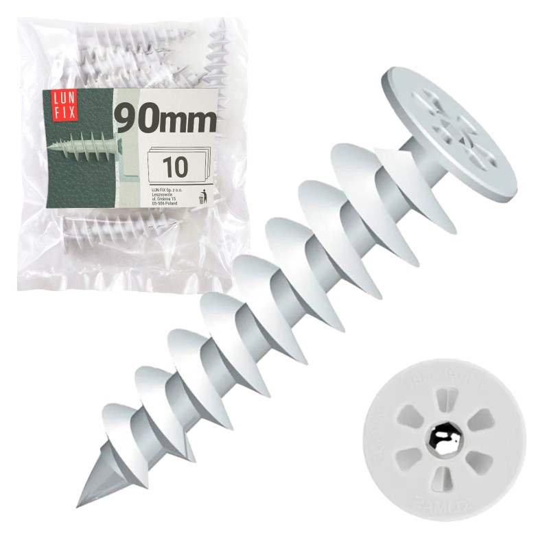 Kołek wkręcany do styropianu 90mm ślimak 10szt.