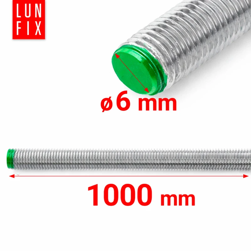 Pręt gwintowany nierdzewny M6x1000 mm stal A2 10szt.