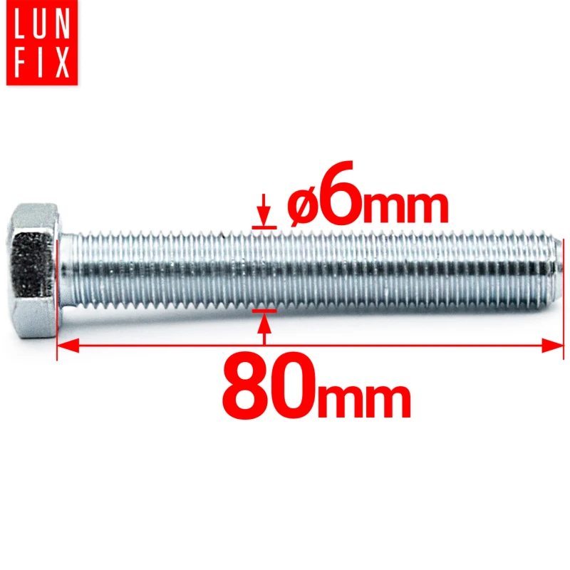 Śruba sześciokątna M6x80 mm DIN 933 klasa 8.8 ocynkowana 1kg