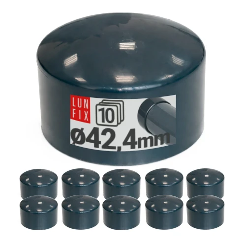 Capuchon de poteau 42,4 mm gris graphite 10 pièces - LUN FIX