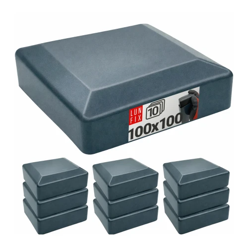 Capuchon de poteau 100x100 mm gris graphite 10 pièces - LUN FIX