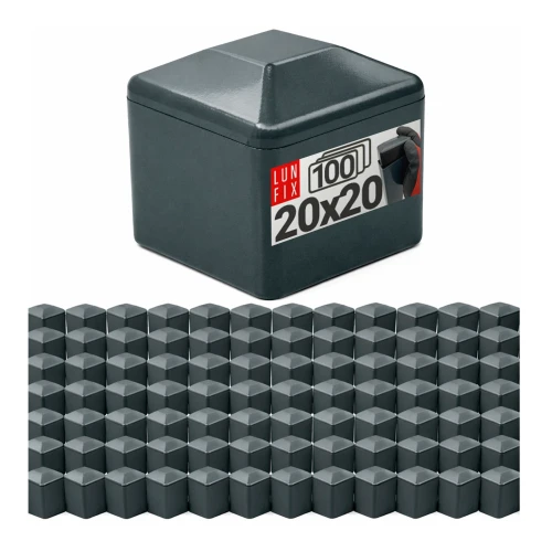 Capuchon de poteau 20x20 mm gris graphite 100 pièces - LUN FIX