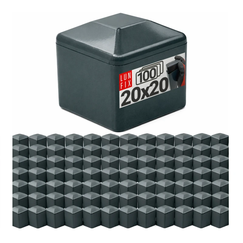 Nasadka zewnętrzna na słupek kwadratowy 20x20 mm, grafitowa – 100 szt.