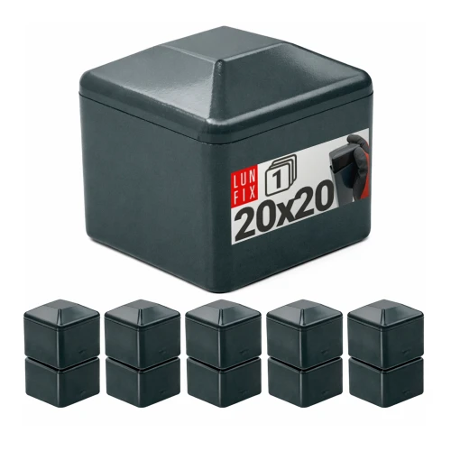 Capuchon de poteau 20x20 mm gris graphite 10 pièces - LUN FIX