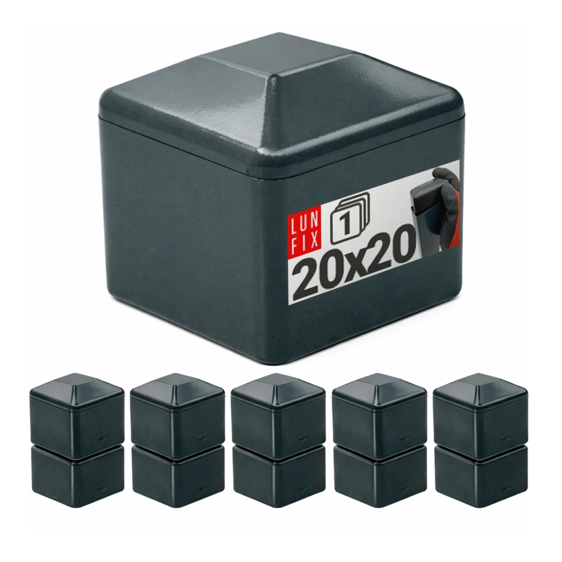 Nasadka zewnętrzna na słupek kwadratowy 20x20 mm, grafitowa – 10 szt.