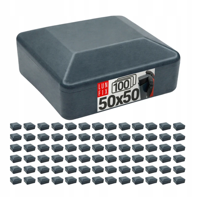 Nasadka zewnętrzna na słupek kwadratowy 50x50 mm, grafitowa – 100 szt.