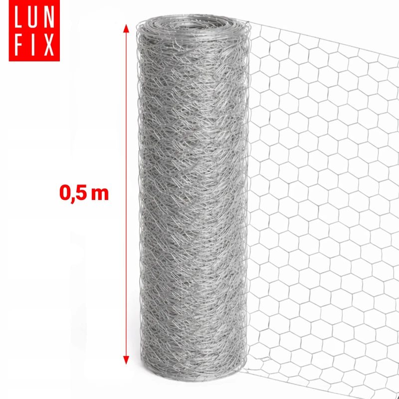 Siatka heksagonalna metalowa 13x13 mm, gr. 0,7 mm, ocynkowana h0,5 5 mb – hodowlana, na woliery, dla kota na balkon, przeciw ptakom