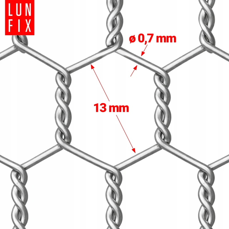 Siatka heksagonalna metalowa 13x13 mm, gr. 0,7 mm, ocynkowana h0,5 5 mb – hodowlana, na woliery, dla kota na balkon, przeciw ptakom