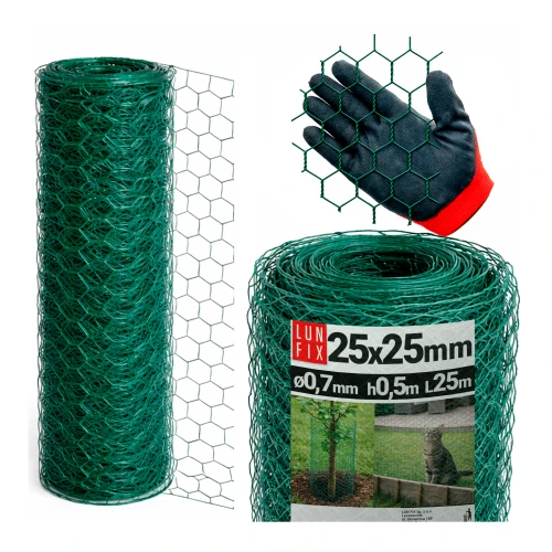Grillage hexagonal 25x25 mm h0,5 galvanisé vert - LUN FIX