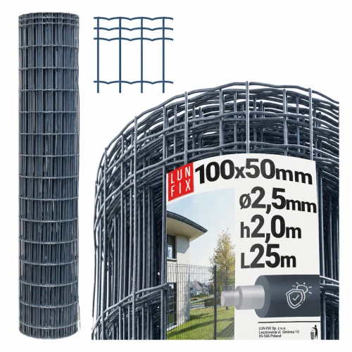 Grillage soudé 100x50 mm Ø 2,5 mm anthracite - LUN FIX