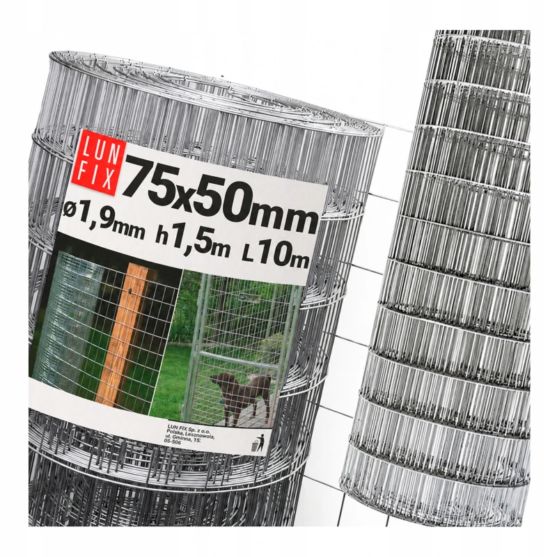 Siatka zgrzewana ocynkowana 75x50 fi1,9 mm h1,5 m 10mb - ogrodzeniowa, na woliery, hodowlana, zagrodowa