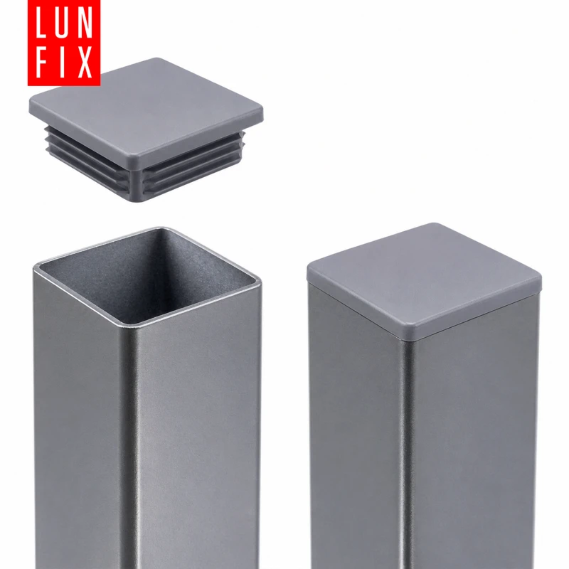Zaślepka kwadratowa grafit 20x20 mm do słupka ogrodzeniowego 100 szt. - Zatyczki do słupków, korki, wkładki