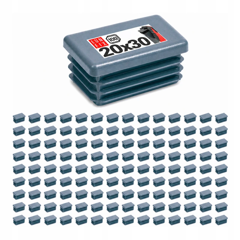 Zaślepka prostokątna grafit 20x30 mm do słupka ogrodzeniowego 100 szt. - Zatyczki do słupków, korki, wkładki