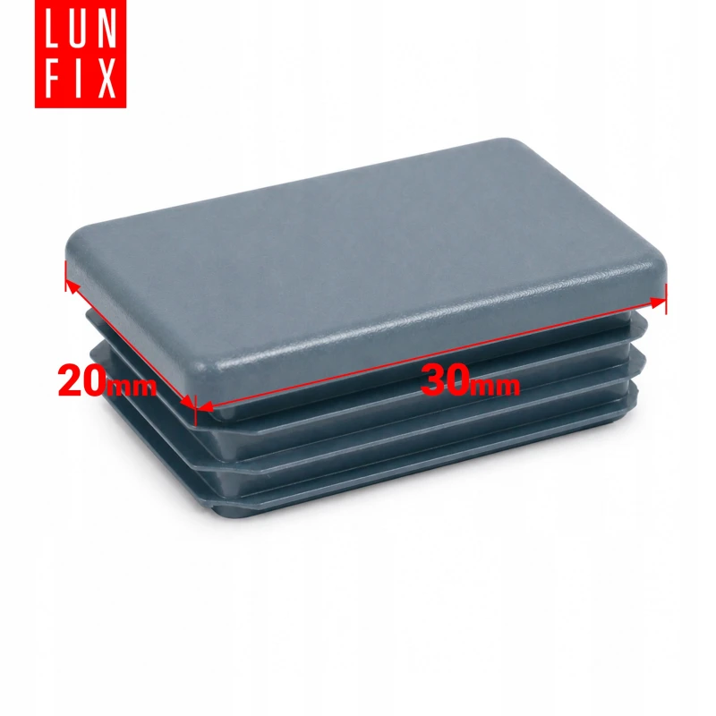 Zaślepka prostokątna grafit 20x30 mm do słupka ogrodzeniowego 100 szt. - Zatyczki do słupków, korki, wkładki