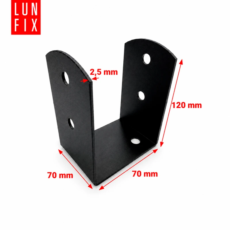 Podstawa słupa typu U 70x70x120x2,5 mm czarna PSOL – 4 szt.
