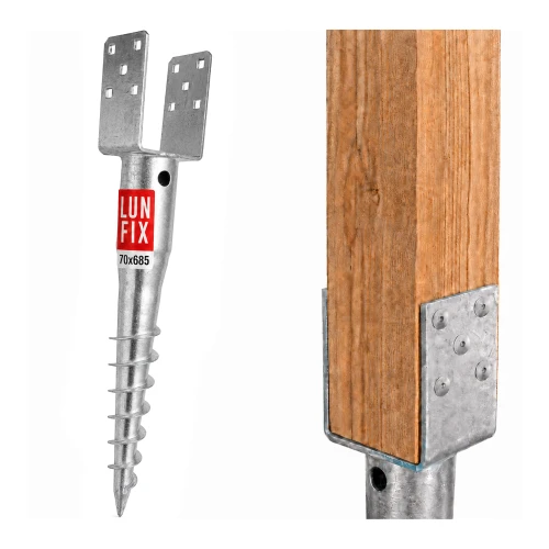 Pied de poteau 70x685 mm acier 1 pièce - LUN FIX