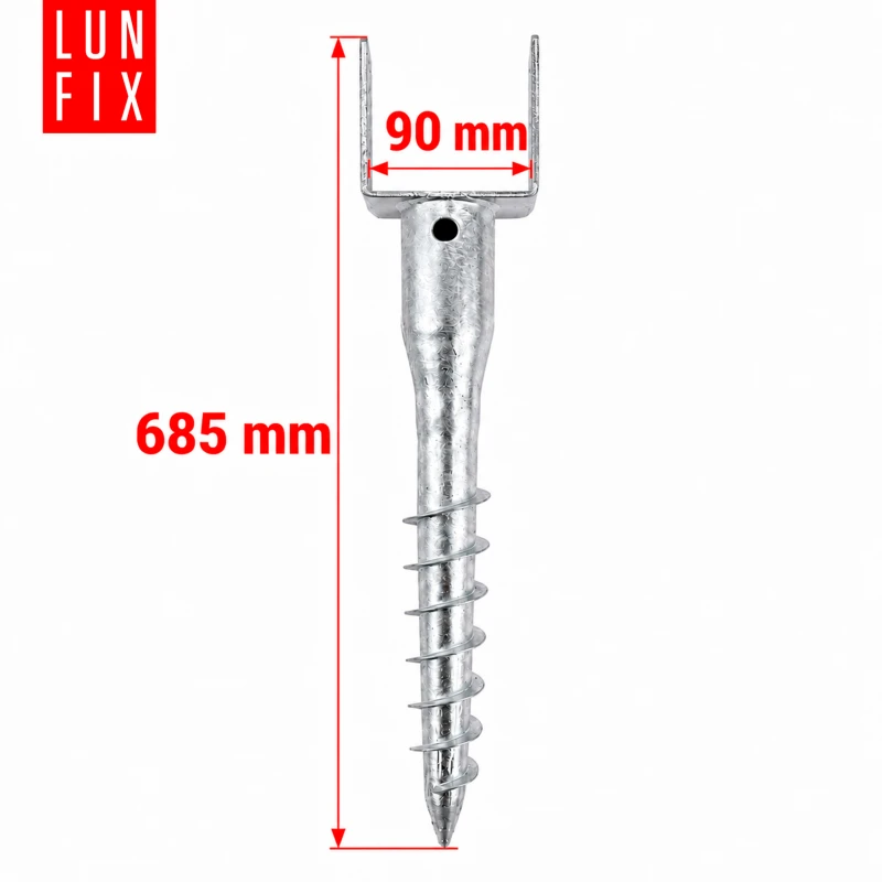 Podstawa słupa wkręcana do ziemi 90x685 mm – 1 szt.