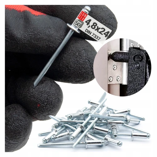 Rivets aveugles en aluminium DIN 7337 4,8x24 mm 50 pièces argenté - LUN FIX