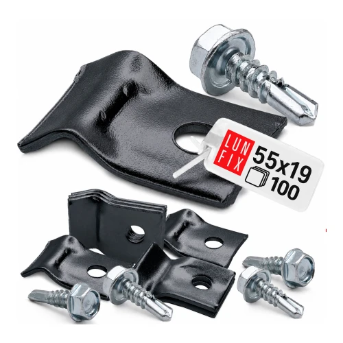 Métal-support de fil pour Panneaux de clôture 5,5x19 noir 100 pièces - LUN FIX