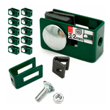 Support universel pour panneaux de clôture vert lot de 10 - LUN FIX